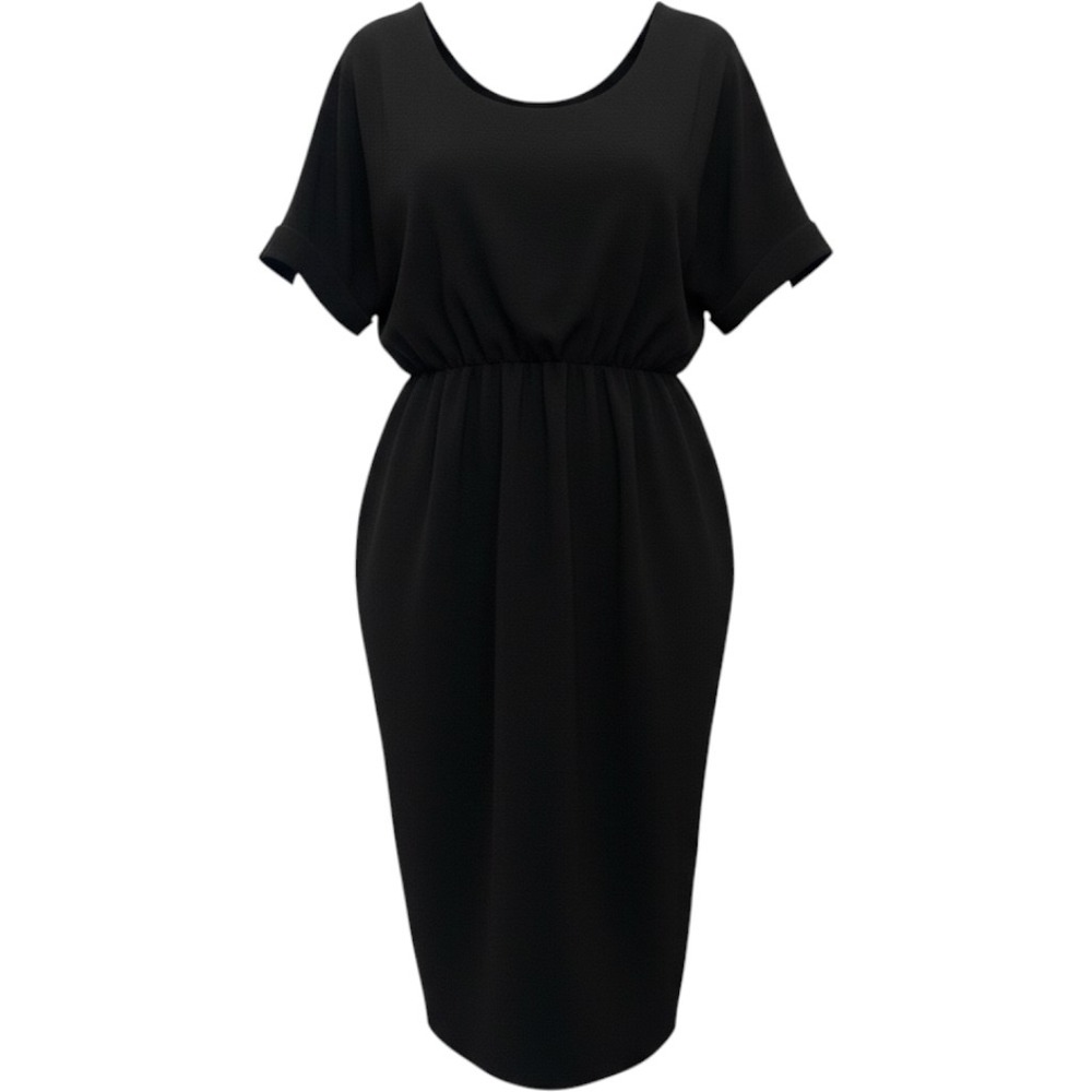 ASOS Women Black Crepe Empire Waist Midi Dress Short Sleeve Size US 8 05119928
